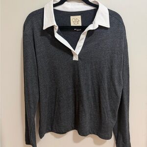 Chaser Charcoal White Collared Long Sleeve NWT Size Large
